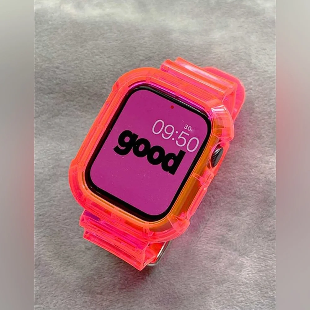 Hot Pink Silicone Watch Band w/ Watch Case | size:38/40/41